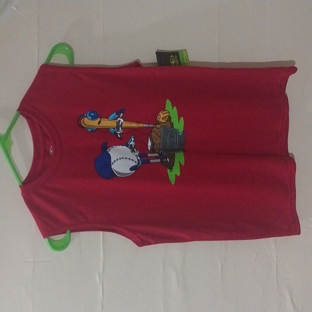Athletic Works Red Kids Tank Top with Cartoon Graphic